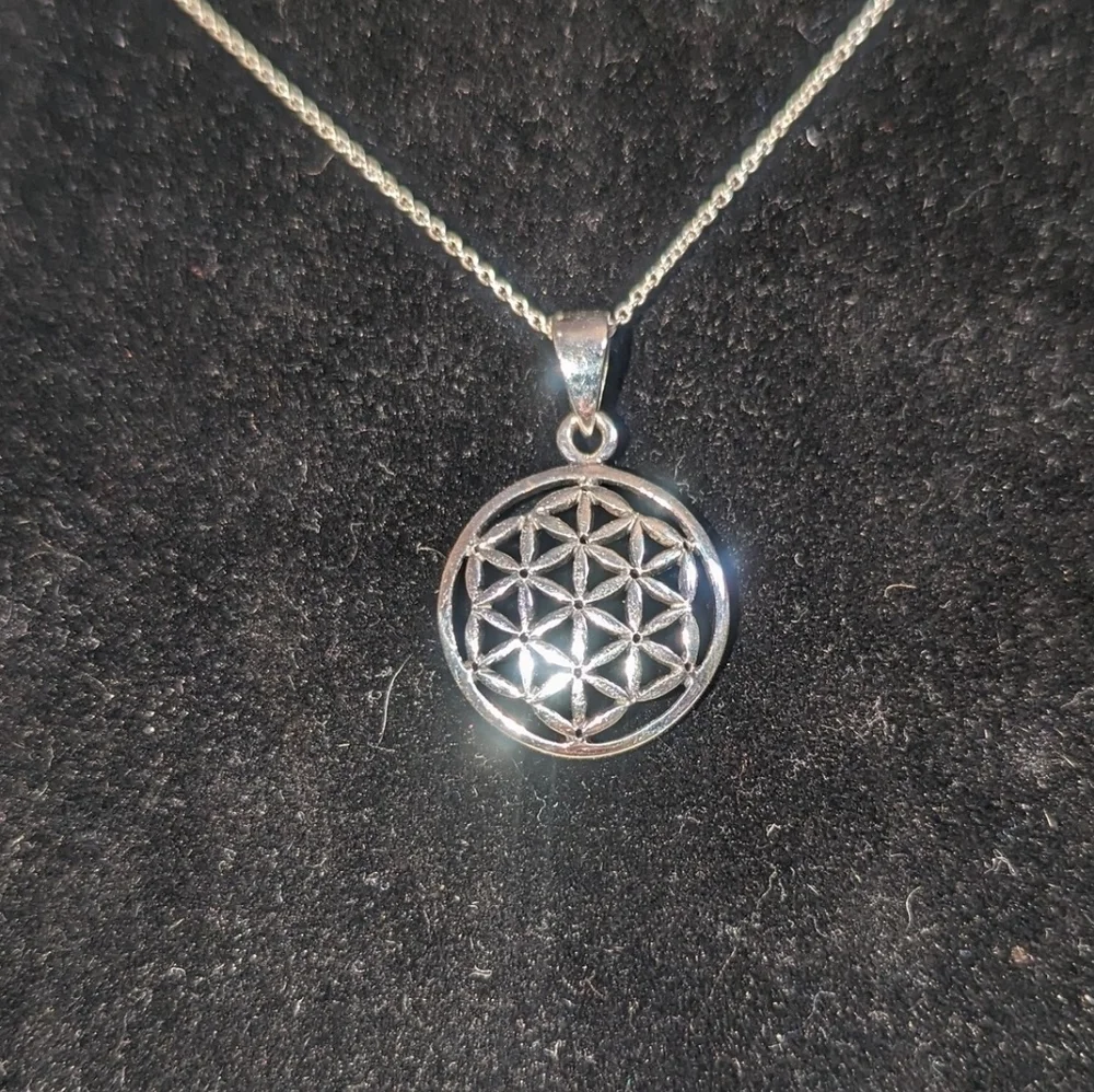 SMALL Flower of Life Sterling Silver Pendant necklace - Picture 3 of 5